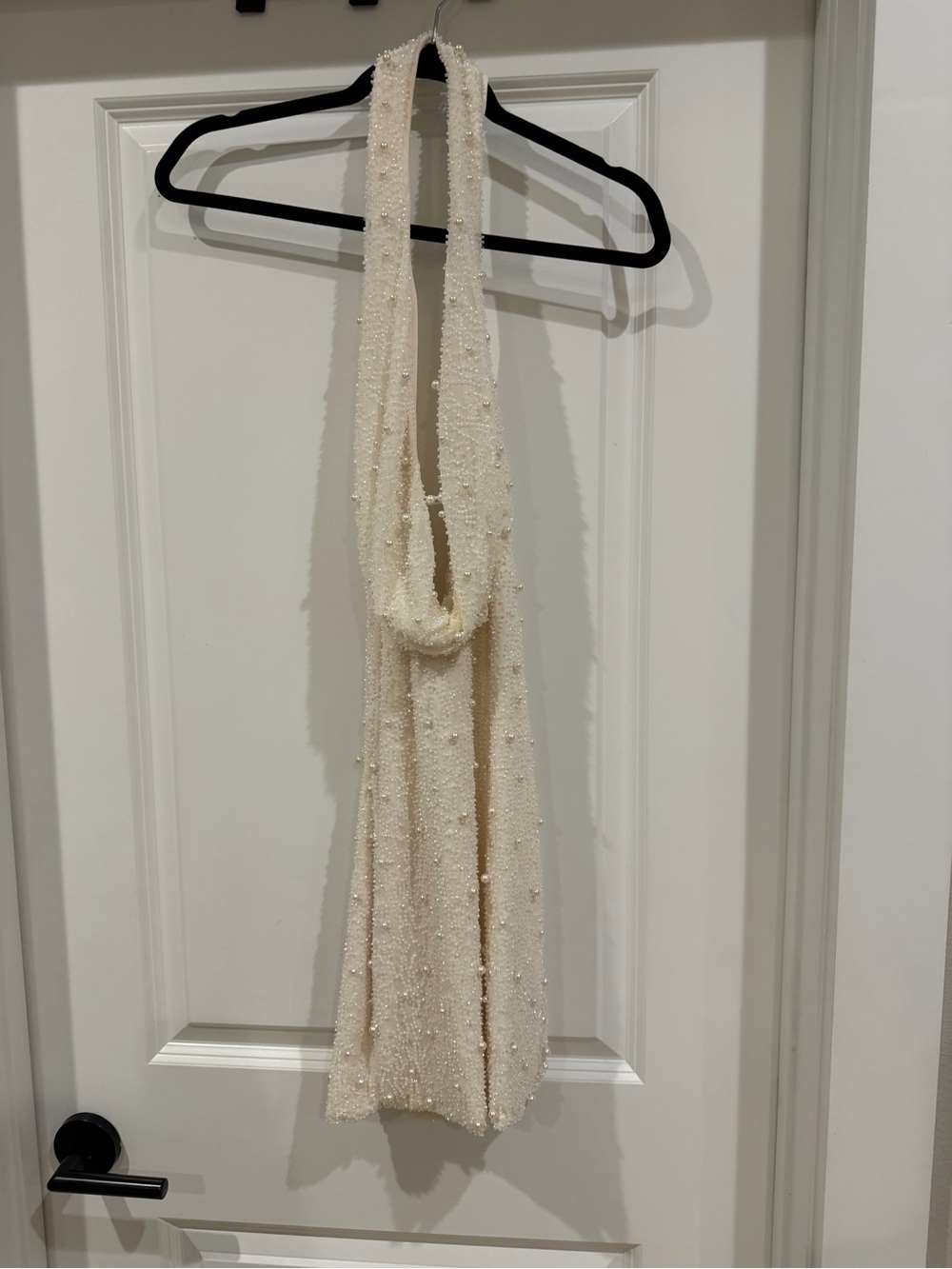 Oh Polly White Beaded Halter Mini Dress - Picture 4 of 6